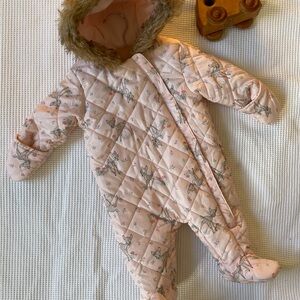 Bambi Pink Quilted baby snowsuit